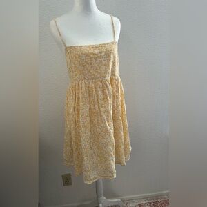 American Eagle Outfitters Yellow Smocked Mini Sundress